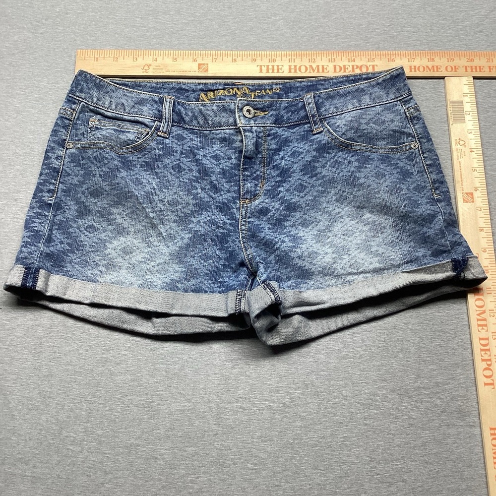 Arizona Jean Company Women's Size 11 Junior Jean Shorts Aztec Native Pueblo Blue